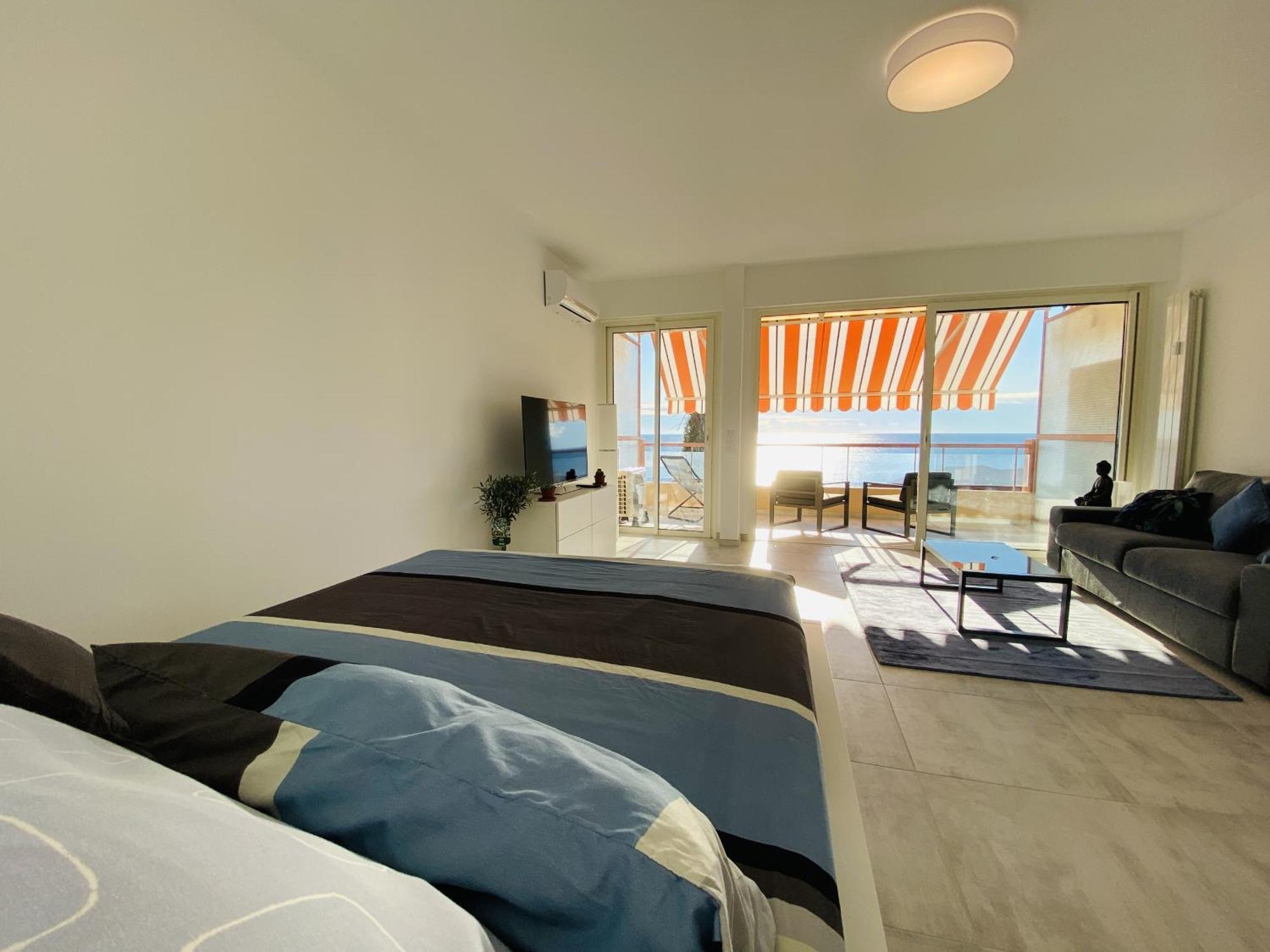 Le Vigia-Vue Mer-Terrasse-Climatisation-Parking 芒通 客房 照片