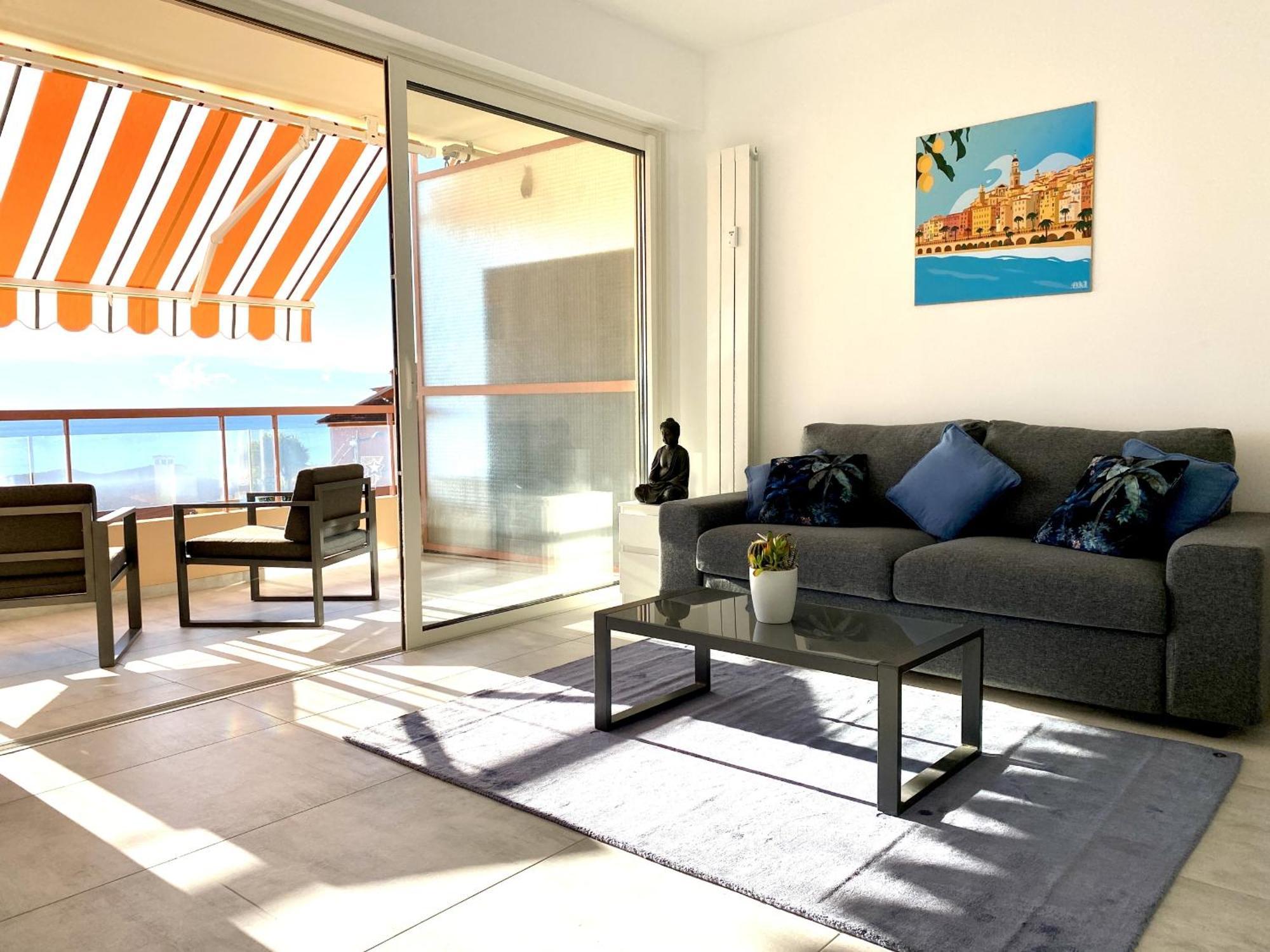 Le Vigia-Vue Mer-Terrasse-Climatisation-Parking 芒通 客房 照片